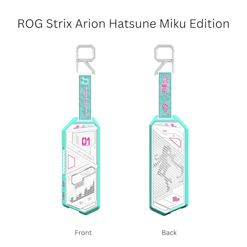 ASUS ROG Strix Arion Hatsune Miku Edition M.2 NVMe SSD Enclosure - USB-C 3.2 Gen 2 (10 Gbps), Screwdriver-Free, Aluminum-Alloy case, and Thermal Pads, 1 Year Warranty - size: White|Gaming ARGB|Miku Edition, style: ROG Arion
