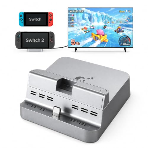 GuliKit Dock Station for Switch 2/Switch,4K TV Docking Base,Case Friendly | One for all consoles,4K/60Hz,100W PD,Excellent Cooling,Anti-tip Wide Base,Case-friendly,Full Protection,Firmware Upgradeable