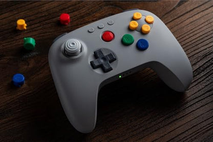 8Bitdo 64 Bluetooth Controller for Analogue 3D, Grey | Switch/Switch 2, Windows and Android Support, Wired USB, D-Input/S-Input Modes, Hall Effect Joystick, Vibration - color: Grey