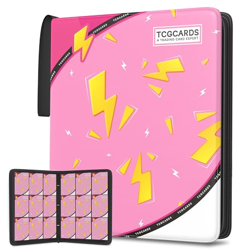 Trading Card Binder 9 Pocket,Card Binder 900 Pockets,Card Book Holder Cards with 50 Removable Sleeves,3-Ring Zip Design MTG/TCG/Sport Collectible Trading Card Albums Gifts for Boys and Girls (Pink) - color: Pink, size: Large