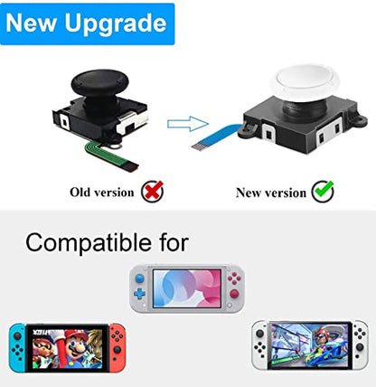 LONANDY Joycon Joystick Replacement for Nintendo Switch - Left/Right Analog Thumb Sticks for Switch Lite/OLED - Repair Kit With Thumbstick Caps & Drift Fix Tools - color: White 2 Pack