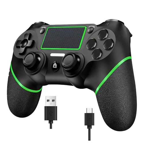 Wireless Controller for Ps4 Controller Compatible with PS4/Slim/Pro/Windows PC,with Touchpad/Vibration/Built-in Speaker&3.5mm Headphone Jack/Six-axis Motion Control/USB-C Charging Cable,Black Green - color: Green Blacck