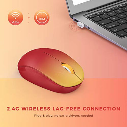 seenda Wireless Mouse for Laptop, 2.4G Noiseless Mouse with USB Receiver - Optical Tracking Portable Computer Mice for Chromebook, PC, Tablet, Windows System, 24 Months Battery Life - Gradient Red - color: Gradient Red