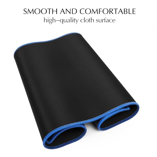 JIALONG Large Gaming Mouse Pad, Extended Mousepad with Blue Stitched Edges, XXL Desk Mat, Big Computer Keyboard Mat for Gaming and Office, 35.4 x 15.7 inches - color: Blue Stitched Edges
