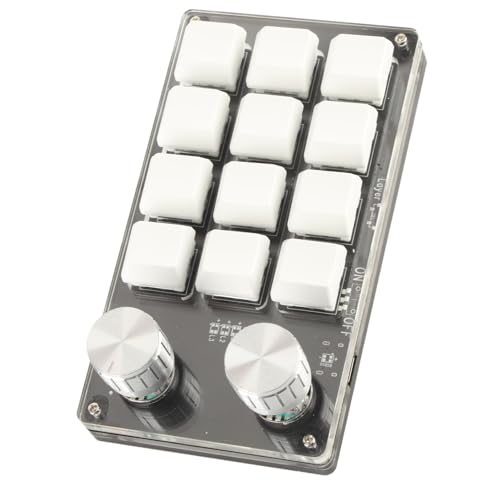 One Handed Programmable Mechanical Keyboard, 12 Keys Programmable Macro Keyboard with Knob Plug and Play Multifunctional Mechanical Gaming Keypad Function Keypad for