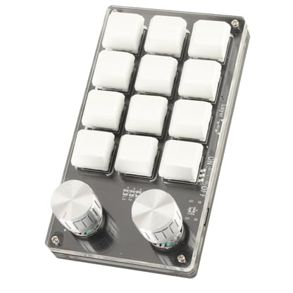 One Handed Programmable Mechanical Keyboard, 12 Keys Programmable Macro Keyboard with Knob Plug and Play Multifunctional Mechanical Gaming Keypad Function Keypad for