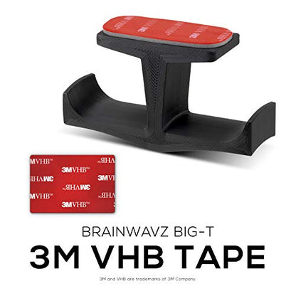 Brainwavz BigT Dual Headphone Stand, Under Desk Hanger for Headphones, Gaming Headsets, Mobiles Accessories, Stick On, No Screws, Black (Big T) - style: Big T