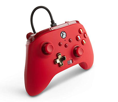 PowerA Enhanced Wired Controller for Xbox Series X|S - Red, Detachable 10ft USB Cable, Mappable Buttons and Rumble Motors, Officially Licensed for Xbox - color: Red
