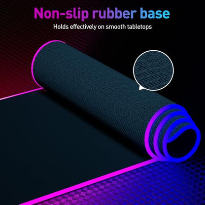 RGB 마우스패드 LED 마우스 패드, 대형 마우스 패드, LED 및 빅 마우스 매트 - color: 블랙.