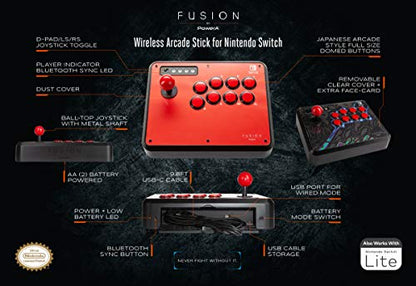 POWER A Fusion Wireless Arcade Stick for Nintendo Switch, Lite, Fight Stick, Gamepad, Game Controller, Bluetooth Controller, Officially Licensed - Nintendo Switch