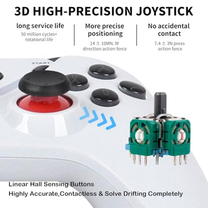 Wireless Game Controller with LED Lighting Compatible with Xbox One S/X, Xbox Series S/X Gaming Gamepad, Remote Joypad with 2.4G Wireless Adapter, Rechargeable Battery - color: White