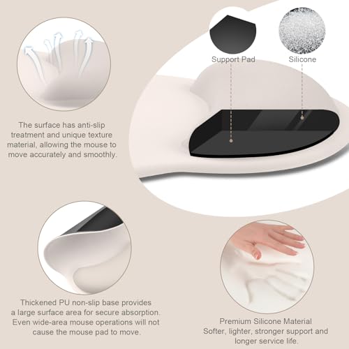 MOSISO Wrist Rest for Mouse Pad Set, Large Gaming Deskpad, Stone Gray | Circle Curved Mousepad&Keyboard Wrist Rest&Coaster, Ergonomic Non-Slip Mousepad&Easy Typing Pad with Silicone Lining - color: Stone Gray