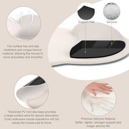 MOSISO Wrist Rest for Mouse Pad Set, Large Gaming Deskpad, Stone Gray | Circle Curved Mousepad&Keyboard Wrist Rest&Coaster, Ergonomic Non-Slip Mousepad&Easy Typing Pad with Silicone Lining - color: Stone Gray