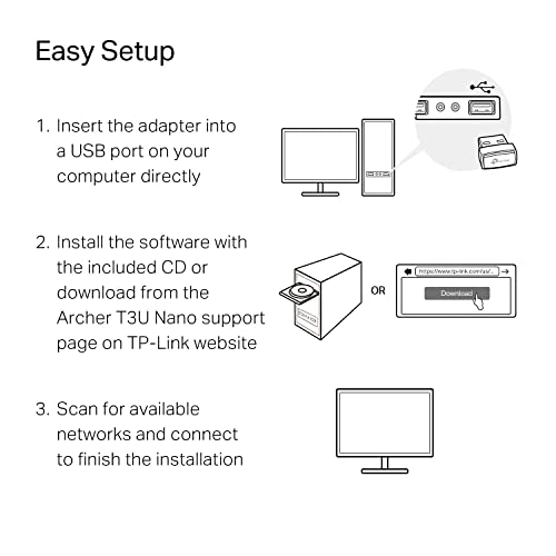 TP-Link Nano USB WiFi Adapter for PC(Archer T3U Nano)-AC1300 2.4G/5G Dual-Band Wireless Network Transceiver Adapter for Desktop PC, Travel Size, Supports Windows 11,10, 8.1, 8, 7 / up to Mac OS 10.15 - style: AC1300, WiFi