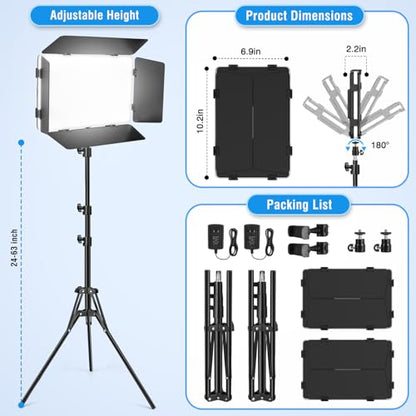 2-Pack LED Video Light Kit, 2500K-8500K Studio Light for Video Recording/Photography - size: 2 Pack (with Barndoor)