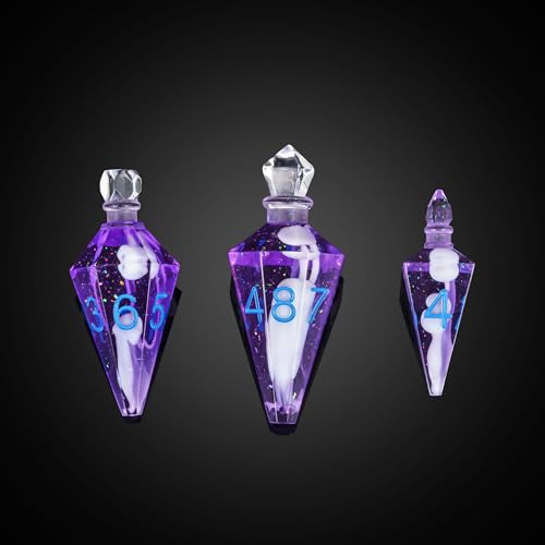 7PCS Potion DND Dice Set,Transparent Sharp Edge Dice Set D&D RPG Polyhedral Dice,for Dungeons and Dragons TTRPG Games Roleplaying Games.(Purple with White Smoke) - color: Purple With Smoke