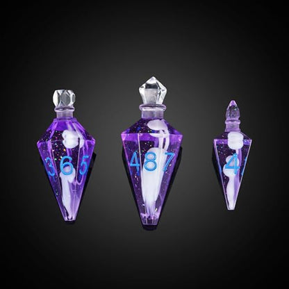 7PCS Potion DND Dice Set,Transparent Sharp Edge Dice Set D&D RPG Polyhedral Dice,for Dungeons and Dragons TTRPG Games Roleplaying Games.(Purple with White Smoke) - color: Purple With Smoke