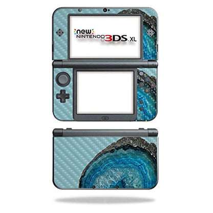 MightySkins Carbon Fiber Skin for Nintendo New 3DS XL (2015) - Blue Agate | Protective, Durable Textured Carbon Fiber Finish | Easy to Apply, Remove, and Change Styles | Made in The USA - color: Blue Agate