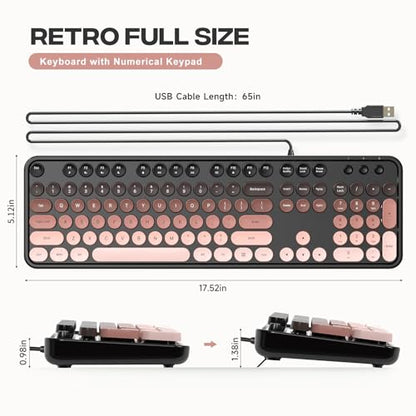 Dilter Wired Computer Keyboard, Full-Size USB Keyboard with Round Keycaps & Numeric Keypad, Plug-and-Play for Windows 7 8 10 11, PC, Laptop, Desktop, Home, Office - color: Mocha Gradient