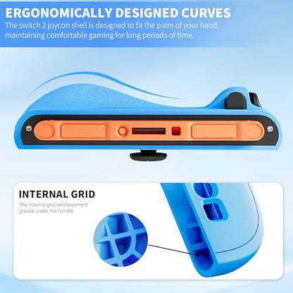 PAWDIARY [2 Pieces Switch 2 Controller Case Silicone Softshell, Anti-slip Switch 2 2025 Grip Cover Protector and 2 Thump Caps, Ergonomic Comfort Handheld Controller 2 Skin - Blue - color: Blue-Blue