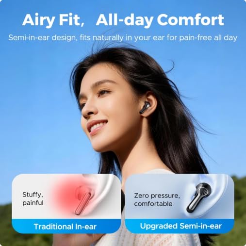 SoundPEATS Air6 HS LDAC Hi-Res Wireless Earbuds, Bluetooth 6.0, 13mm Driver | LDAC Hi-Res Audio Certified, 13mm Triple-Magnet Driver, 2MIC ENC, IPX5 Waterproof, Dynamic EQ, 45H, Bio-Composite Diaphragm - color: Black