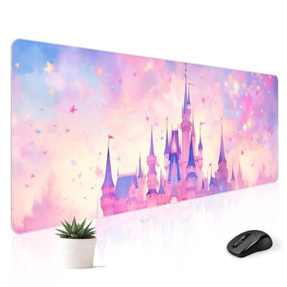 Mousepad Desk Mat Gaming Large Keyboard Cute Office Desktop Computer Laptop Castle XXL Long Giant Big Kawaii Aesthetic Girly Pretty Design Women Girl Gamer Oversized Wide 30x12'' Mousepad - color: Castle