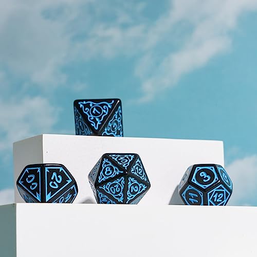 DND Dice Set -D&D Polyhedral Dice (7 Pcs) Druid Dice with Leather Dice Bag for Role Playing Dice Games RPGs(Druid - Black Blue) - color: Druid - Black Blue