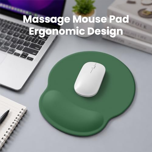 Mouse pad with Wrist Rest,Relieving Pain Memory Foam Computer pad, Ergonomic Desktop Mouse, Silicone Material Mouse pad, with Non-Slip PU Base (Green) - color: green