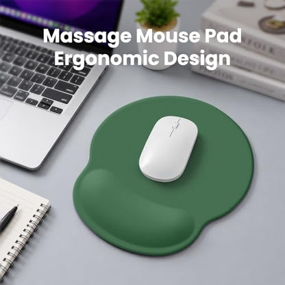 Mouse pad with Wrist Rest,Relieving Pain Memory Foam Computer pad, Ergonomic Desktop Mouse, Silicone Material Mouse pad, with Non-Slip PU Base (Green) - color: green