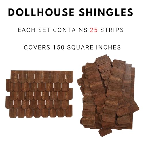 Miniature Roof Shingle Strips for 1:12 Scale Dollhouse Roofing | Set of 25 Strips, REDUCIO! - color: Brown Oak