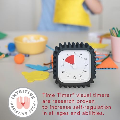 Time Timer MOD with Tire Protective Case - Charcoal Case with Visual Timer - Individual Sized 60 Minute Visual Countdown for ADHD, Autism, Kids, Students, and Pomodoro with Silent Operation (Tread)