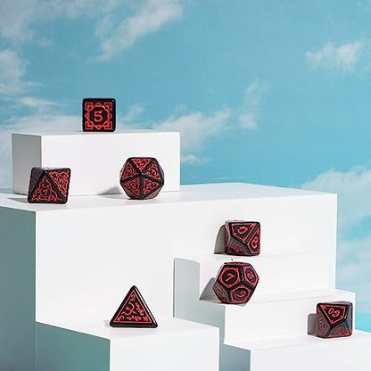 DND Dice Set -D&D Polyhedral Dice (7 Pcs) Druid Dice with Leather Dice Bag for Role Playing Dice Games RPGs(Druid - Black Red) - color: Druid - Black Red