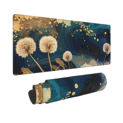 Gaming Mouse Pad, Large Non-Slip Rubber Base Mousepad, Keyboard Mouse Mat, Desk Pad with Stitched Edges, 31.5x11.8inch, Abstract Dandelion - color: Abstract Dandelion