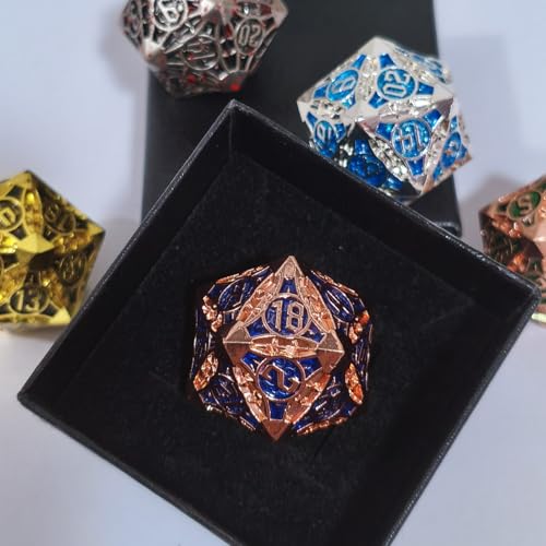 D20 23mm Metal Dice Polyhedral Dice for Dungeons and Dragons, RPG, Polyhedral Roleplaying Games MTG Table Games (Rose Gold + Blue) - color: Rose Gold + Blue