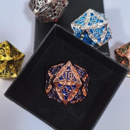 D20 23mm Metal Dice Polyhedral Dice for Dungeons and Dragons, RPG, Polyhedral Roleplaying Games MTG Table Games (Rose Gold + Blue) - color: Rose Gold + Blue