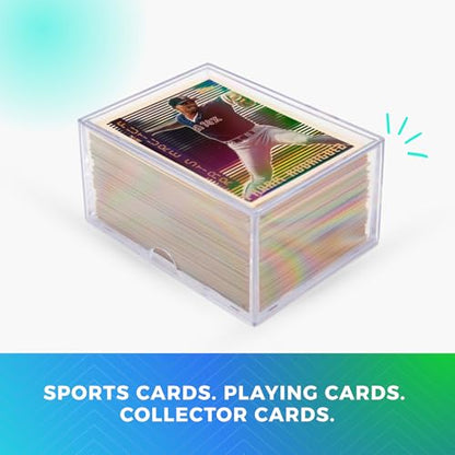 10-Pack Clear Acrylic Card Storage Boxes with Lids – Holds up to 100 Standard Trading Cards Each, Stackable Organizer for Sports & TCG Cards (Unsleeved) - size: 3 1/2" L x 2 1/2" W x 2" H, style: 10.0