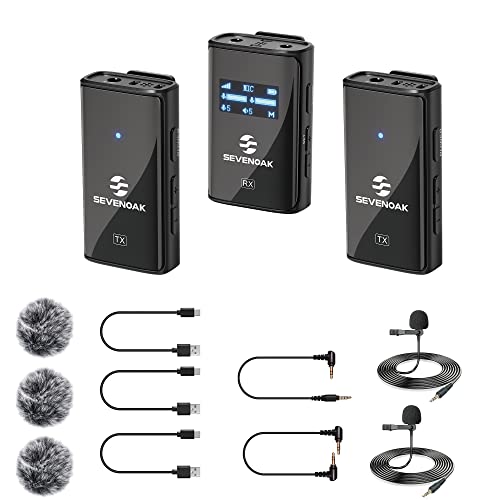 Wireless Lavalier Microphone for Cameras Camcorder,Noise Cancellation,328ft Range,3 Pickup Modes,Compact Clip-on Lapel Mic for Video Recording Interview YouTube Live Streaming