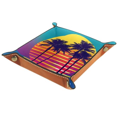 Sunset Palm Tree Dice Tray Dice Rolling Tray Folding Dice Holder for Dice Games, Like RPG, DND and Other Table Games - color: Multi 11