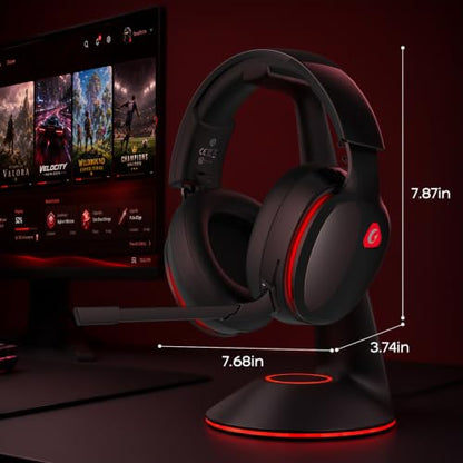 AOC 2.4GHz Wireless Gaming Headset for PS5, PS4 Fortnite & Call of Duty/FPS Gamers, PC, Switch, Bluetooth 6.0 Gaming Headphones with Noise Canceling Mic, 7.1 Virtual Surround, 45Hr Battery -BlackRed - color: Blackred