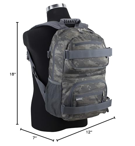 Eastsport Travel Skateboard Backpack Double Strap Laptop Bag Multi-Sport Design for Men and Women, Static Camo - color: Static Camo