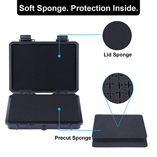 Lykus HC-2110 Mini Hard Case Dry Box with Foam Insert, Interior Size 8.27x5.91x1.46 inch, IP66 Splash-Proof - color: Black, size: HC-2110