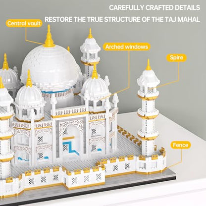 Architecture Taj Mahal Micro Mini Building Blocks Set,Landmarks Collection, Display Model Gift for Adults(4030 Pieces) - style: Taj Mahal