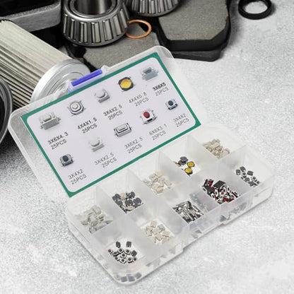 250pcs Car Momentary Push Button Switches Small Tactile Automotive Replacement Kit for Electronic Repair and Arcade Game Parts