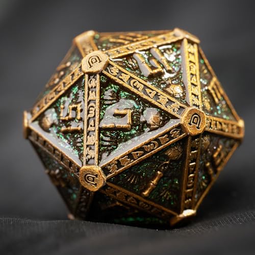 Metal DND Dice Set for D&D Dungeons and Dragons RPG Game Skull Wizard Theme Polyhedral Dice with Metal Gift Box for Dice Goblin Collectable Unique Skeleton Halloween Accessories (Green Brass) - color: Green Brass