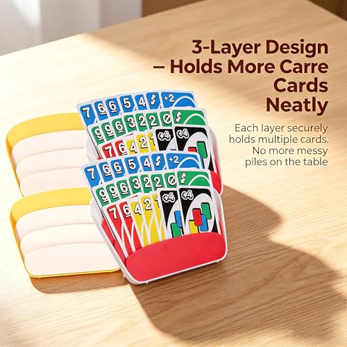 Card Holders for Playing Cards, Foldable 3-Layer Design for Seniors, Small Hands & Arthritis Relief, Portable Stand for Travel and Family Game Nights, Compatible with Poker, UNO, Set of 4