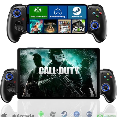 Megadream Mobile Gaming Controller for iPhone/Android - iPad/Tablet - Cloud Game - NS-Switch/PS4 - Turn Your Phone into a Gaming Console - PS5/Xbox Remote Play Streaming, Call of Duty & More, Turbo, Black - color: Black
