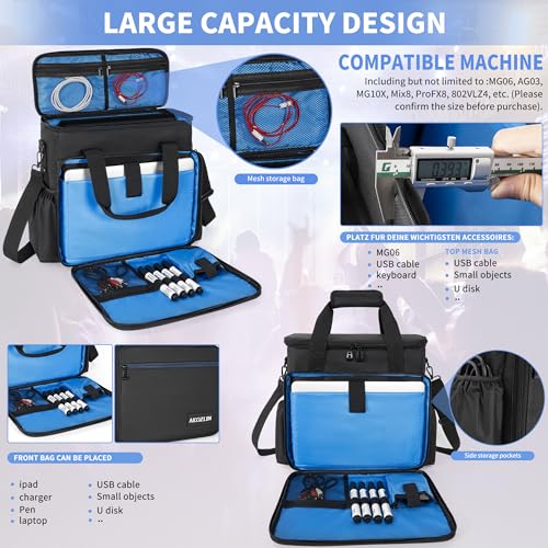 AKOZLIN Padded Mixer Gig Bag DJ Controller Travel Shoulder Bag Case 13"X13"X5.5"Fit For MG06, AG03, MG10X, Mix8, ProFX8 and More Equipment - size: 13"X 5.5"X13"