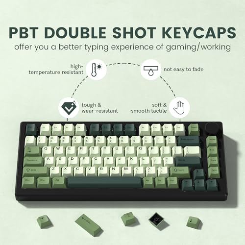 dagaladoo Double Shot PBT keycaps Green, Cherry Profile Keyboard Keycaps | 138-keys full size key caps, Custom keycaps for 60% 65% 75% 100% Cherry-MX switch Mechanical Keyboard（Matcha) - color: Matcha Green