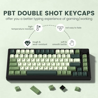 dagaladoo Double Shot PBT keycaps Green, Cherry Profile Keyboard Keycaps | 138-keys full size key caps, Custom keycaps for 60% 65% 75% 100% Cherry-MX switch Mechanical Keyboard（Matcha) - color: Matcha Green