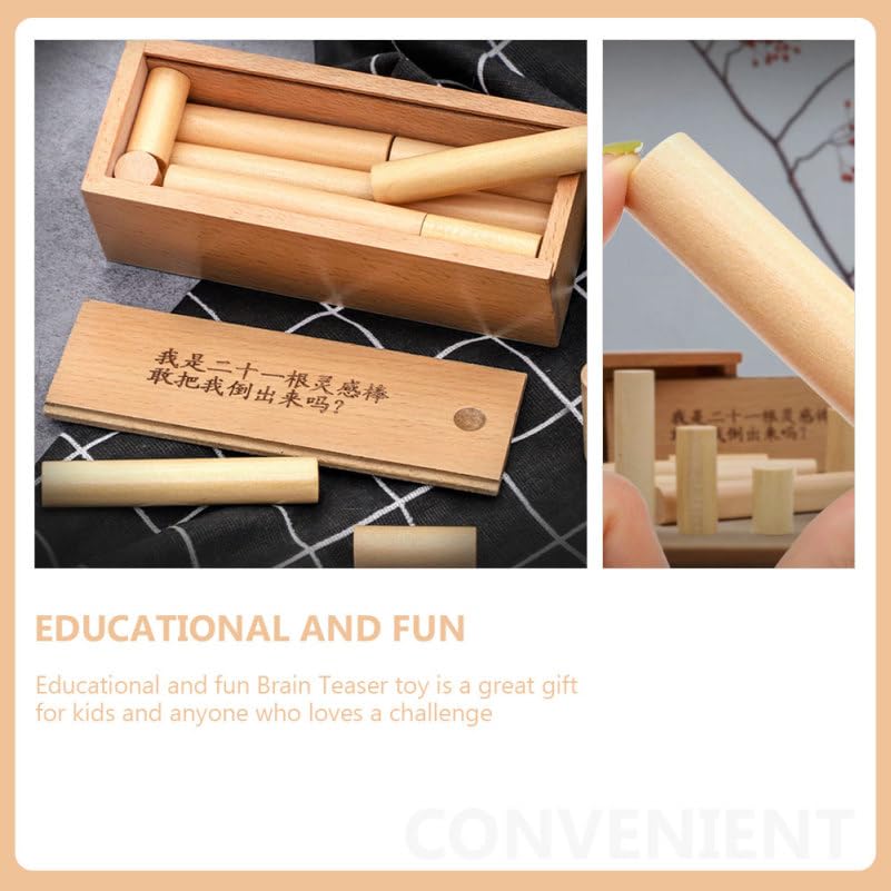 BESPORTBLE Brain Teaser Sticks Wooden Box Puzzle Unlocking Sticks Box Educational Toy for Kids and Adults Assembly and Disentanglement Challenge for Problem Solving Parent-Child Play